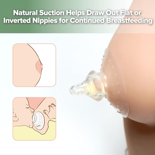 Image of haakaa Nipple Shield Combo 2PCS for Nursing Newborn with Carry Case | Soft Silicone Nipple Shields Help Latch Issues and Sore Nipples, Round Base & 18mm Ultra-Thin Combo for Breastfeeding