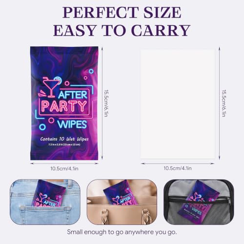Image of Batiyeer 10 Pack After Party Wipes, Oversized Flushable Wipes for Adults PH Balanced for Women Intimate Parts Body Face Travel Personal Hygiene