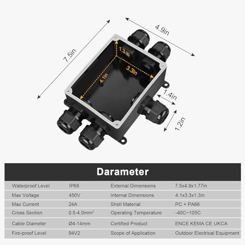 IP68 Waterproof Junction Box,Big 5-Way Outdoor Cable Connectors,Wire Connector Electrical Junction Box Plastic External Sleeve Protection Box for 4mm -15mm Diameter Cable - Image 4
