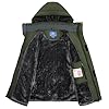 cioiniei Men's Waterproof Skiing Ice Jackets Multi-Pockets Hooded Skating Coat Windproof Parka With Detachable Hood Army Green-XL #2