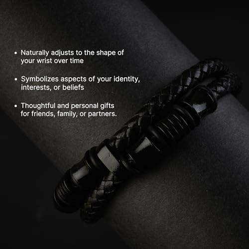 Mens Leather Bracelet | Stylish Braided Wristband with Magnetic Clasp | Unique Gifts for Men, Dad, and Boyfriend | Casual Stainless Steel Jewelry | Pulseras para Hombres4