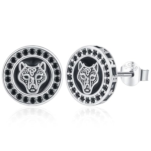 Pendientes vikingos de plata 925 con runas y nudo celta para hombre y mujer