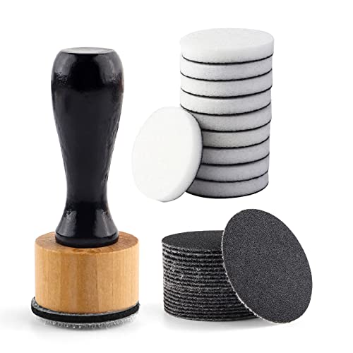 Briartw 31 PCS,Mini Ink Blending Tool With10pcs Flat Foams and 20pcs Sanding Disks Set,Medium-Grit Sandpaper Provides The Ideal Friction to Work On Cardstock, Chipboard, Wood