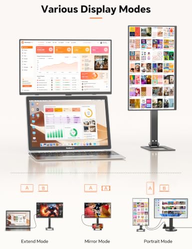 Image of HotYeah Travel Portable Monitor with Stand, w /Magnetic Stand & Speaker