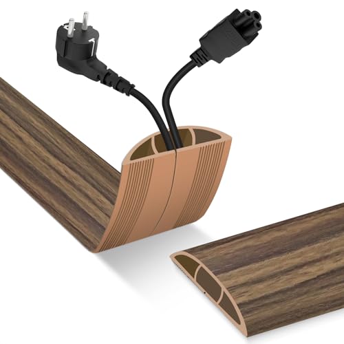 Image of Floor Cord Cover, Cable Protector, 0.63W x 0.31H inches, Wire Cover for Extension Cords, Floor Cable Covers Prevent Cable Trips (Wood Walnut, 50-10 Feet)