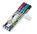 STAEDTLER Lumocolor Universal Pen, Medium, Felt Tip, Permanent Marker, Box of 4 Assorted Color Pens, 1.0mm 317 WP4 (317 WP4 ST)