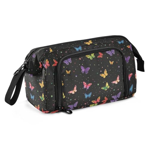 Astuccio per matite con stampa di farfalle grande capacità con manico con cerniera per la scuola dei bambini Multicolore Taglia unica moderno