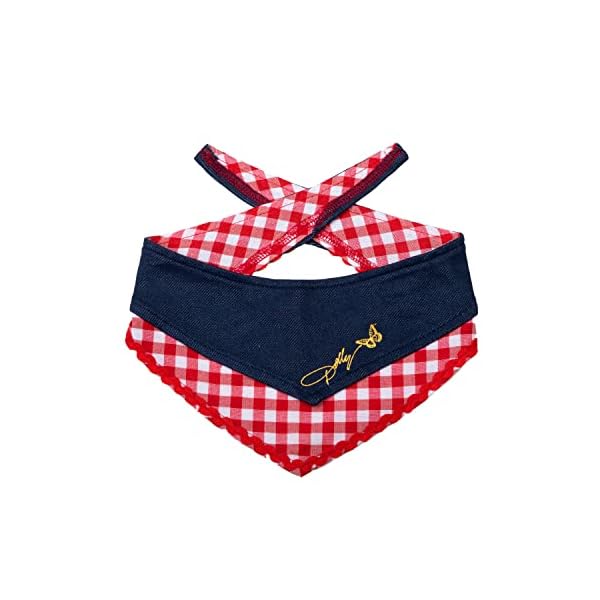 Doggy parton blue printed denim & gingham print bandana for pets, x-small/small (22120719)