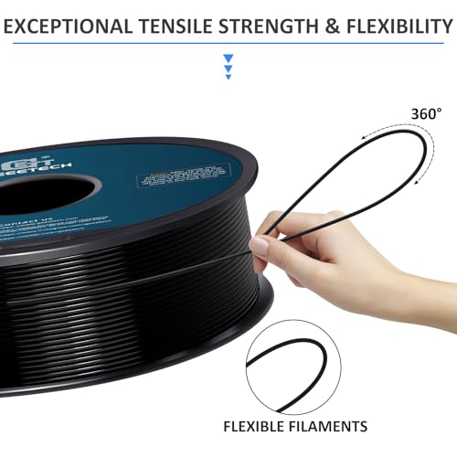 Image of Geeetech TPU Filament 1.75mm, Shore 95A Flexible 3D Printer Filament with High Elasticity, 1KG (2.2lbs) Spool, Dimensional Accuracy ±0.03mm, Fits Most FDM Printers (Black)