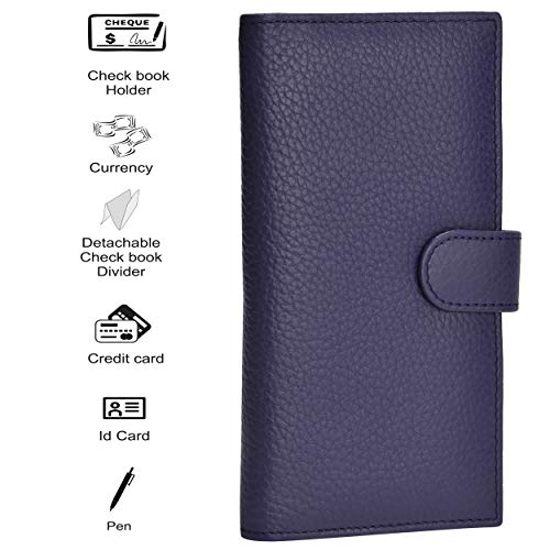 Oak Leathers Leather Checkbook Cover Rfid Wallets For Women Duplicate Check Card Pen Holder(Patrician) #TOP4