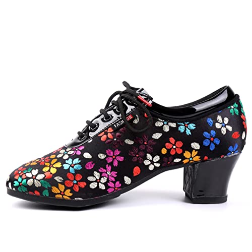 Women Latin Ballroom Dance Shoes Lace up Modern Performence Latin Salsa Practice Dance Shoes,Model 601