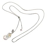 WANDELBARES STYLING: als lange zarte Perlenkette - kurz als Choker, Halsband Damen mit Perlenanhänger oben - mittel lange Schmuck-Kette Perle - unkompliziert im Handling – leicht zu verstellen