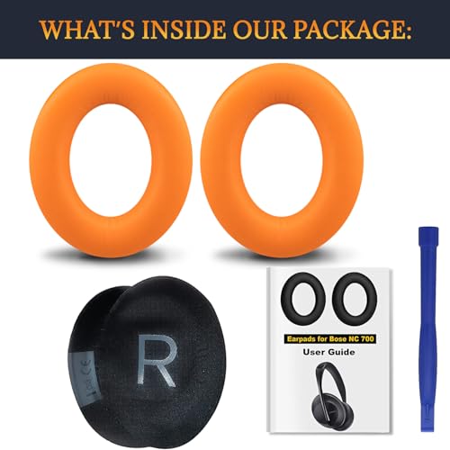 Image of SOULWIT Replacement Earpads for Bose 700 (NC700) Wireless Headphones, Ear Pads Cushions with Softer Protein Leather, High-Density Noise Cancelling Foam, Added Thickness - Orange
