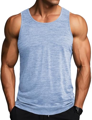MAGCOMSEN Herren Tanktop Sport Ärmelloses Shirt Training Achselshirt Elastische Outdoor T-Shirt Herren Schnelltrocknend Muskel Tank Tops Leicht Gym Tops Hellblau L MAGCOMSEN Herren Tanktop Sport Ärmelloses Shirt Training Achselshirt Elastische Outdoor T-Shirt Herren Schnelltrocknend Muskel Tank Tops Leicht Gym Tops Hellblau L