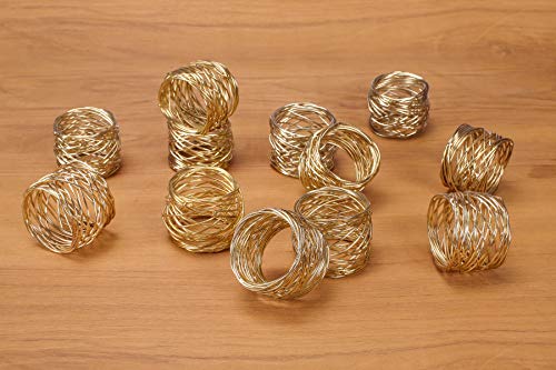 Napkin Rings Set Of 12, Mesh Napkin Holders, Napkin Rings Bulk For Party Decoration, Dinning Table, Everyday, Family Gatherings - A Great Tabletop Décor - Gold #TOP2