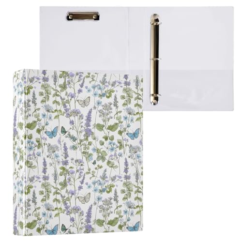 ALAZA Flower Butterfly Floral Leaves 3 Ring Binder Holds of 200 Sheets Fits Letter Sized Paper D-Ring Organizer for School Home Work Office 1 Pack