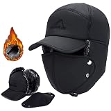 TOMTU Winter Trapper Hats for Men,Warm Russian Bomber Hat with Ear Flap,Christmas Cold Hunting Fishi