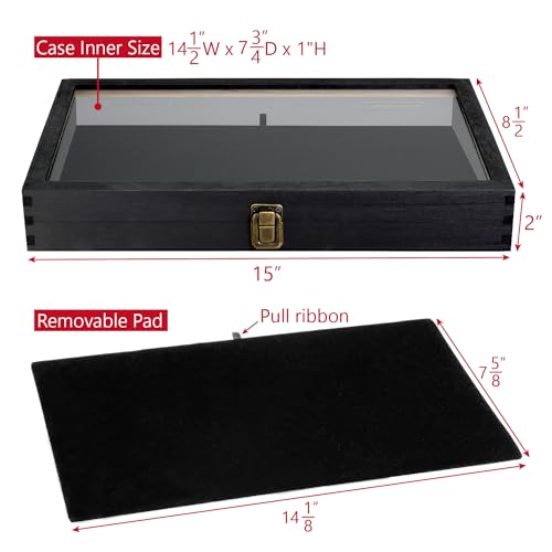 image for MOOCA Wooden Jewelry Display Case, Pocket Knife Display Case with Temp