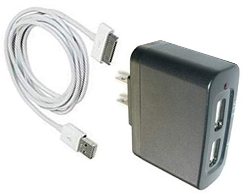 UpBright New Two USB Ports AC Adapter Replacement for Apple iPod Touch 2G 3GS 4G 1st 2nd 3rd 4th a1213 iPod Nano i Pad 3 2 1 iPod iPhone 4 4S 4G 3GS 3G 16GB Power Supply Cord Battery Charger