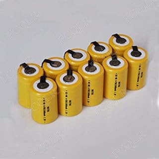 FCQLR Compatible for 10PCS 1.2V 4/5SC Rechargeable Battery 1800mah 4/5 SC Sub C ni-mh nimh Cell with Welding tabs for Electric Drill Screwdriver