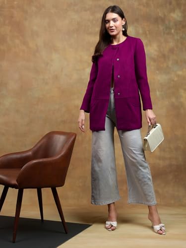 Image of KOTTY Womens Cotton Blend Standard Length Elegant Style Coat - Classic Style with Modern Detailing