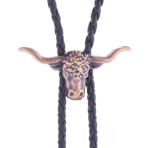 Image of HUABOLA CALYN Native American Bolo tie Rodeo Cowboy Leather Necktie Western Bolo ties for Men Women Necktie for Concert Fans
