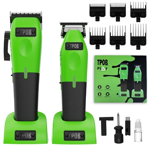 Image of TPOB Play Barber Hair Clippers for Men 7500 RPM with Rubber Grips (Green 2 Set)