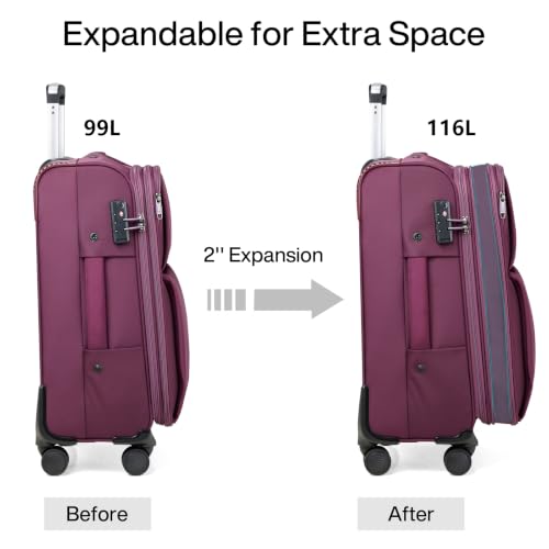 Image of Hanke Large Checked Luggage, 28 Inch Suitcase with Garment Compartment