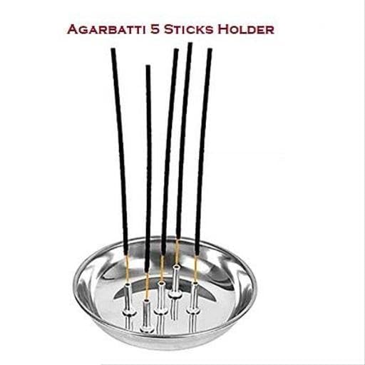 Image of Royals Pack of 2 | Stainless Steel Agarbatti Stand with Plate Stainless Steel Incense Holder | Dhoop Stick Holder | Agarbatti Stand | (Medium)
