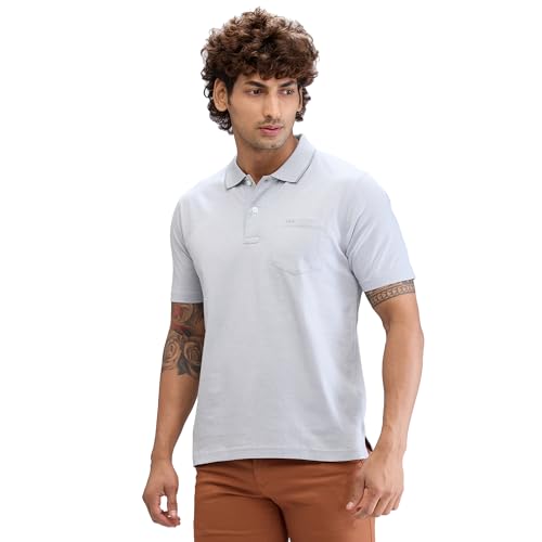 Image of Colorplus Men's Comfort Fit Solid Pattern Pure Cotton Plain Collar Half Sleeve Casual T-Shirt