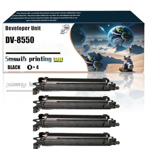 Replacement Parts Developer Unit DV-8550 Compatible with Kyocera TASKalfa 3552ci 3553ci 4002i 4003i 4052ci Printers, Contains Chip and Clear Printing (4 Pack Black)