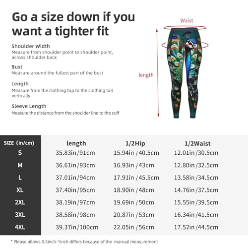 Leggings de gimnasio con bolsillos Yyoretp y estampado de pavo real 5