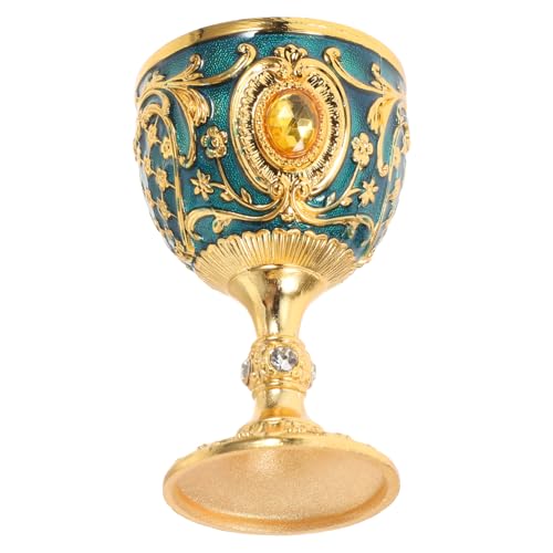 UTHCLO Cáliz Histórico Vintage De Metal Resistente, Taza Decorativa Azul Transparente De Tamaño Medio, para Ceremonia y Decoración Retro Eventos, Pieza Única para Hogar o Altar