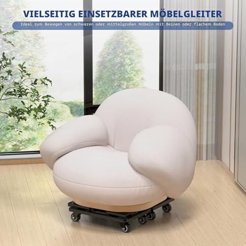 Ronlap 2er Transportroller Möbelroller Tragkraft bis 400 kg Rollbrett Umzugshelfer Erweiterbar, mit 4 elastischen Seilen, Schwarz