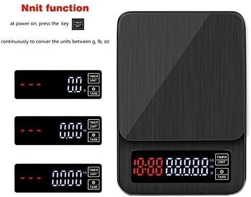 para Cocina y joyería Báscula de Cocina para Alimentos Báscula de pesaje Báscula electrónica Digital con Temporizador Toma de Corriente USB Báscula para joyería Alimentos Café