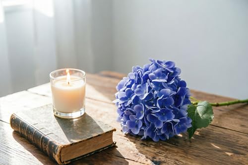 6 Pcs Faux Hydrangeas Real Touch Hydrangea Artificial Flowers Latex Large Fake Flower Long Stems for Wedding Home Party Table Centerpieces Decor (Blue) by Generic - Used condition - Image 5