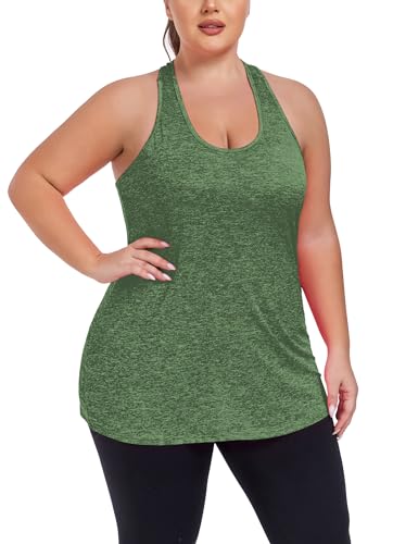 Image of ForHailey Women's Plus Size Cross Back Workout Tank Tops Athletic Shirts
