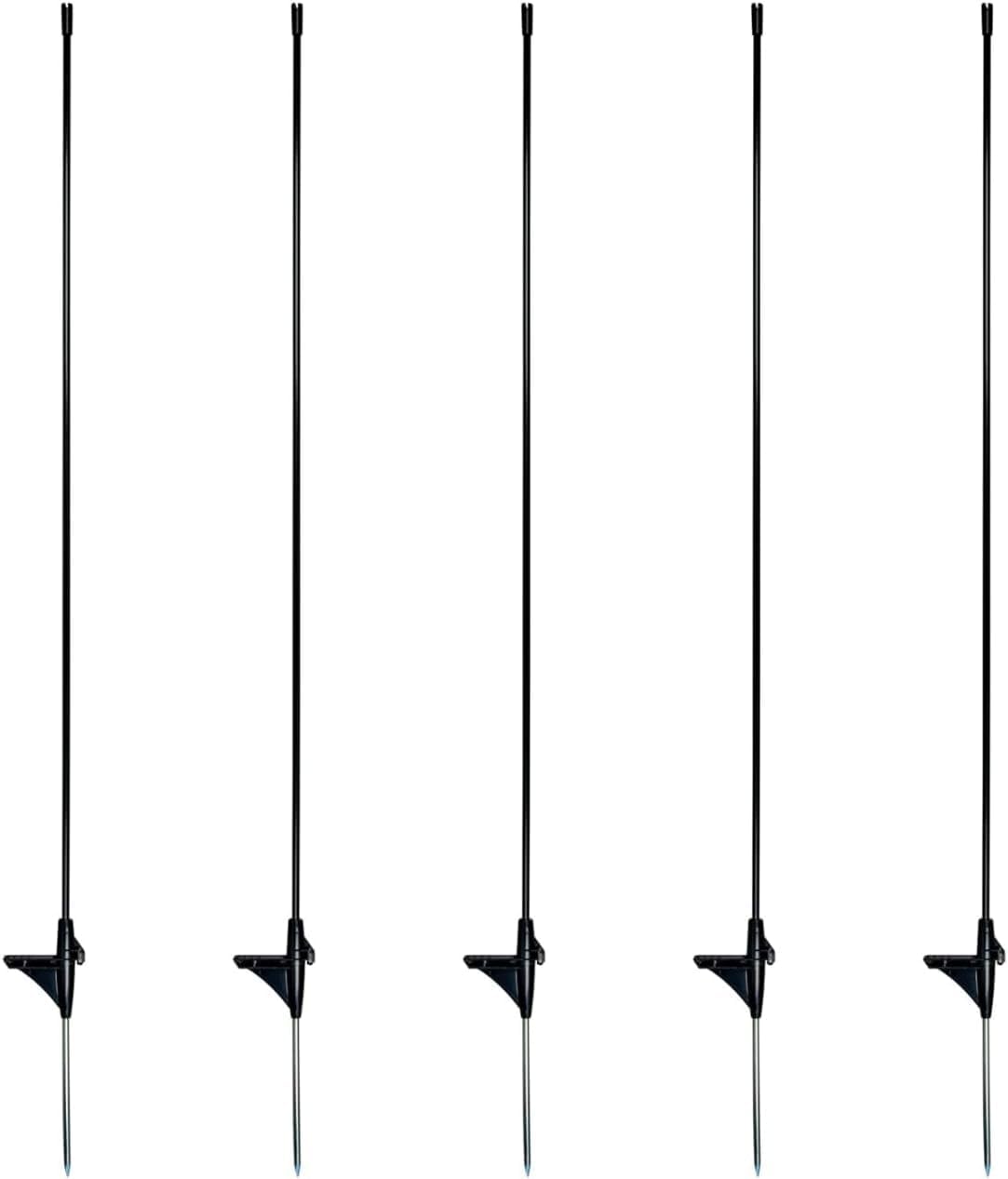 horizont Lot de 5 piquets de rechange pour clôture de 80 cm | Poteaux en fibre de verre avec pointe unique, noir, poteaux supplémentaires, poteaux de clôture avec pied