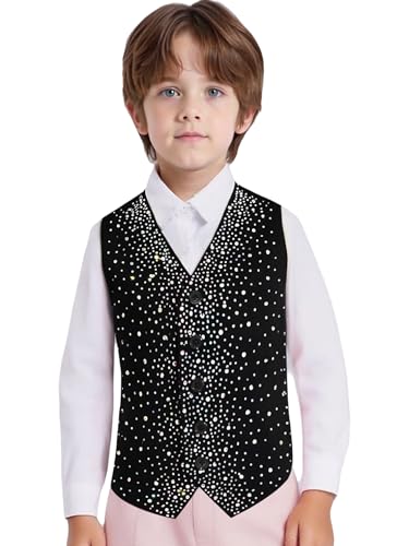 Boys' Vest Slim Formal Suit Vest Waistcoat for Wedding Homecoming with Adjustable Back Strap 6-16 Years3