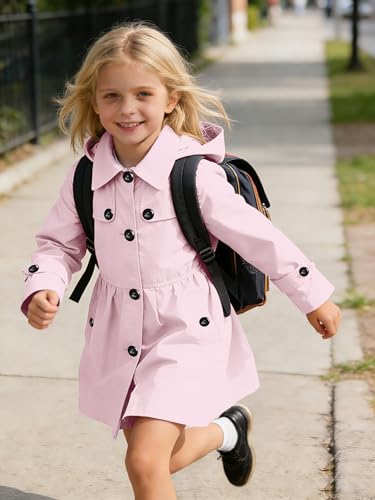 Image of SANGTREE Girl's Waterproof Trench Coat Hooded Lightweight Windbreaker Rain Jackets