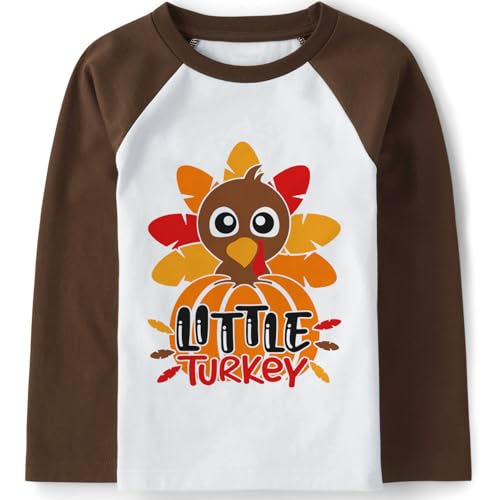 Thanksgiving Shirts for Boys Girls Coolest Turkey in Town T-Shirt Funny Football Kids Thankful Tops Long Sleeve Tees 2-12T