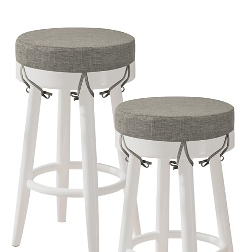AddGrace Round Bar Stool Cushions with Ties Set of 2 Non Slip Seat Cushions 12x12 Inch Washable Chair Pads Removable Washable Cover Light Gray by AddGrace - Used condition - CA$26.36