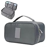 Bolsa de almacenamiento de ropa interior con compartimentos de clasificación para viajes, adecuada para sujetadores, lencería, trajes de baño y artículos de tocador, diseño compacto (gris)