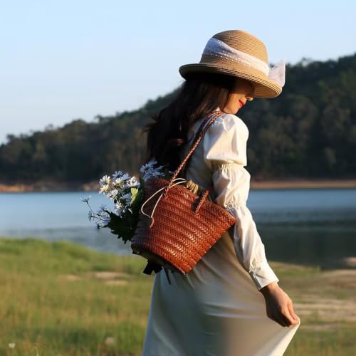 Image of Woven Tote Bag For Women, Fashion Crossbody Shoulder Bag, Casual Top-handle Handbags, and Travel Purses Phone Bag