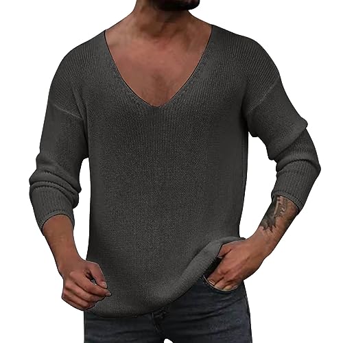 Pull d'hiver en tricot chaud col en V profond pour homme comme manteau tendance
