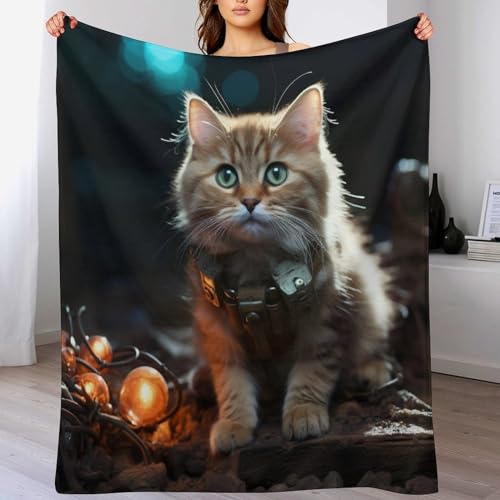 Couverture polaire chat 130x150cm plaid canapé