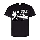 Design/Druck aus Deutschland PzBtl 81 Lüneburg Panzerbataillon Leopard Panzer 2A4 Schlieffen_kaserne Dienstzeit Panzermann Wappen T-Shirt #18805, Größe:L, Farbe:Schwarz