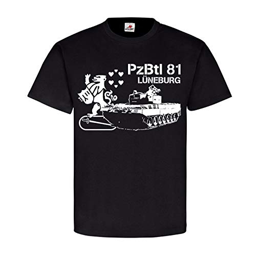 T-shirt PzBtl 81 Lüneburg noir taille M avec motif léopard du char d'assaut 2A4