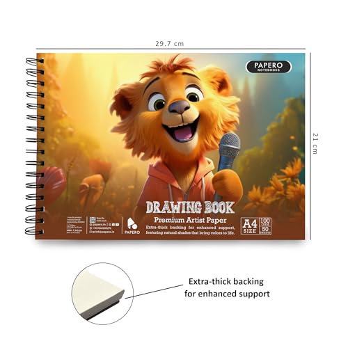 Image of PaperO A4 Sketch Book for Drawing | 100 GSM Thick Paper | 100 Pages | Spiral Wire-O Bound | Art Sketching for Artists, Kids & Adults | Simba Cover Design
