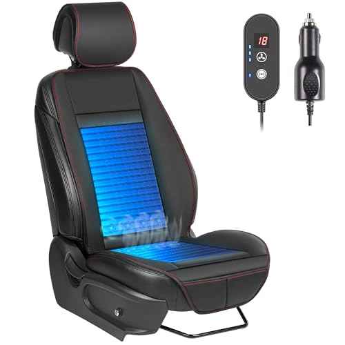 Paffenery 1Pcs Cooling Car Seat Cover Front Seat, 12V-24V Ventilated Cooling Car Seat Cushion, Cooled Seat Cover for Car SUV Truck Universal Fit, Fashion Black